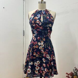 Parker Halter Print Dress: Navy FLoral